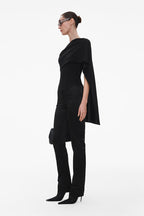 BLACK SLIM SATIN TROUSERS