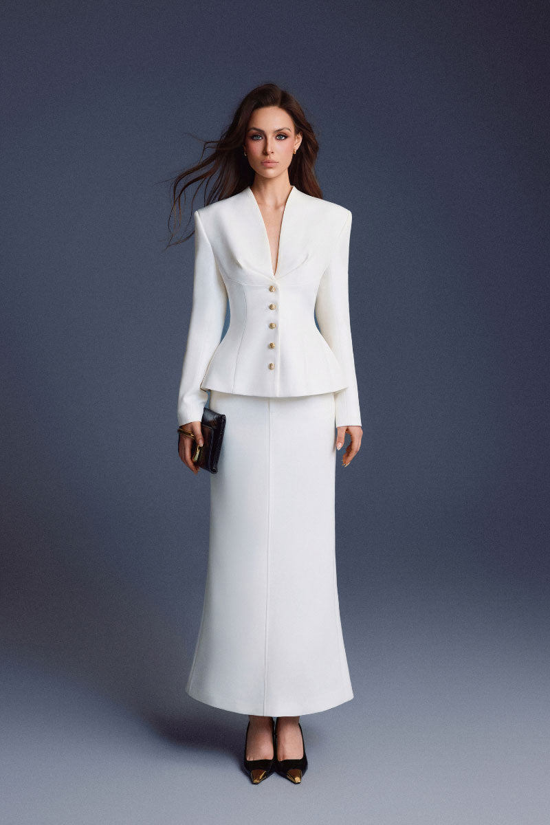 WHITE FOLDED BUTTONS TOP