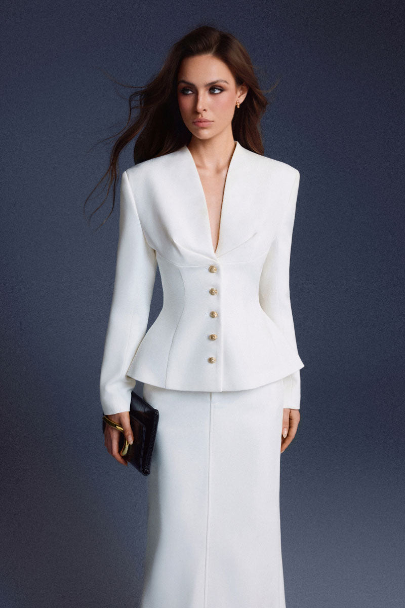 WHITE FOLDED BUTTONS TOP