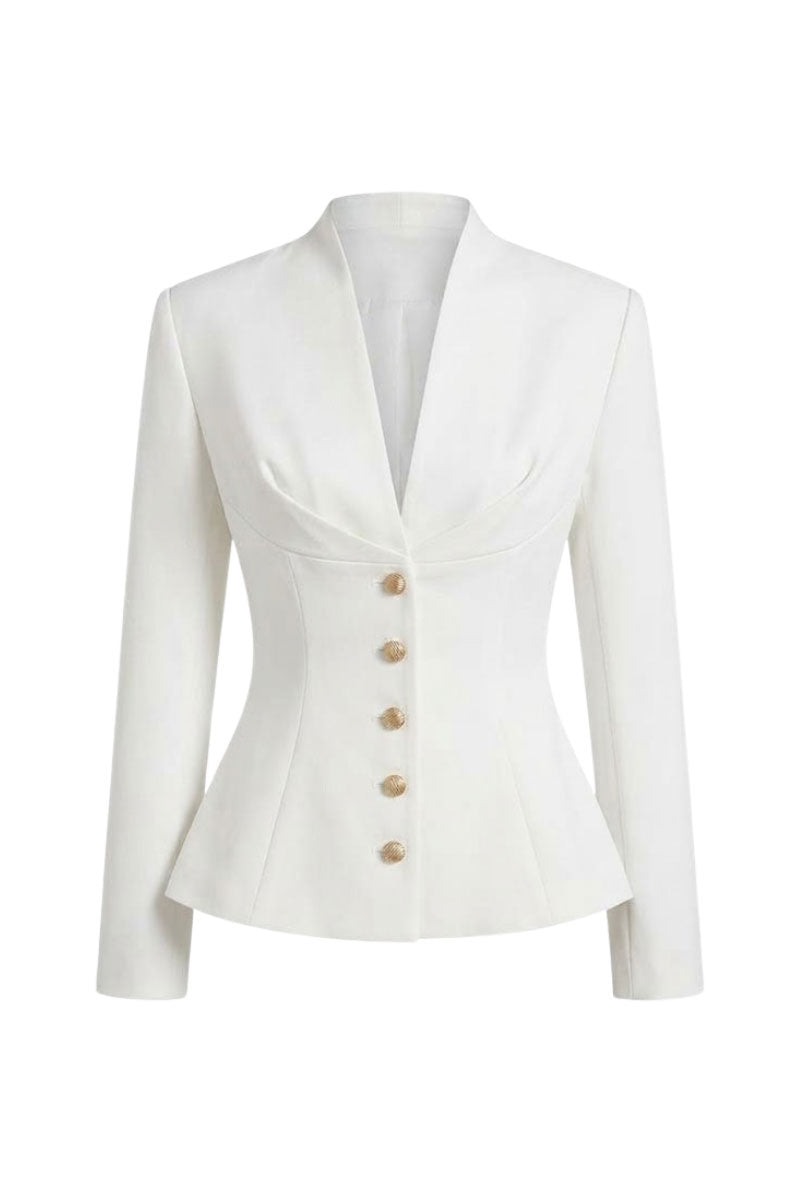 WHITE FOLDED BUTTONS TOP