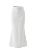 WHITE WAISTBAND MIDI SKIRT