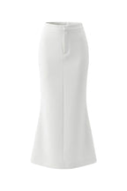WHITE WAISTBAND MIDI SKIRT