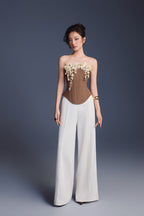 BROWN BOUQUET CORSET TOP