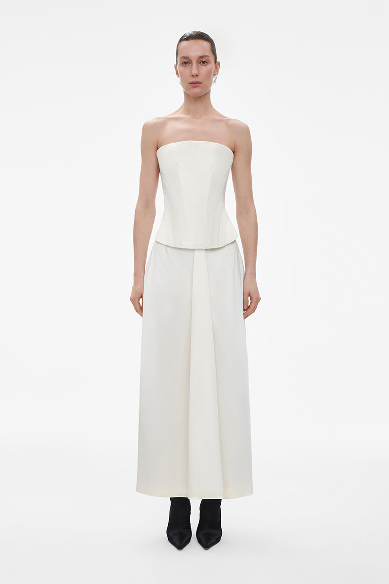 IVORY SATIN MIDI SKIRT