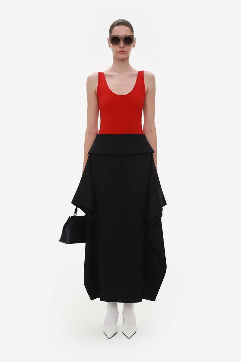 BLACK WOOL SKIRT