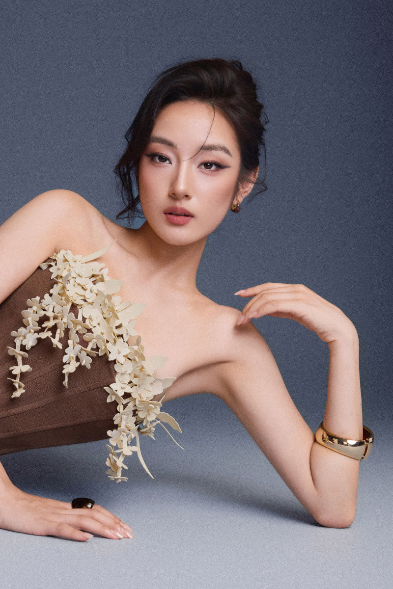 BROWN BOUQUET CORSET TOP