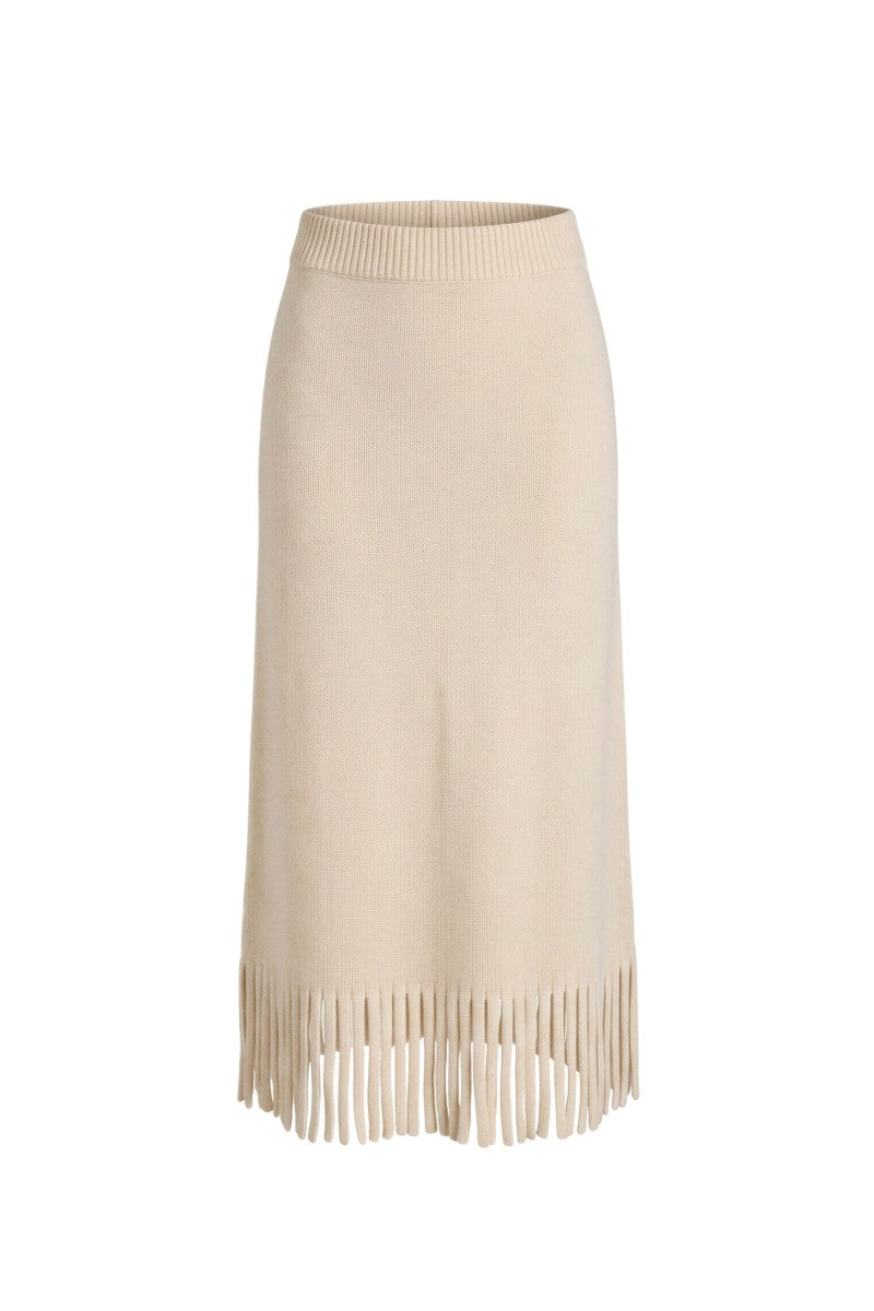 EMELIA FRINGE SWEATER SKIRT IN ALABASTER