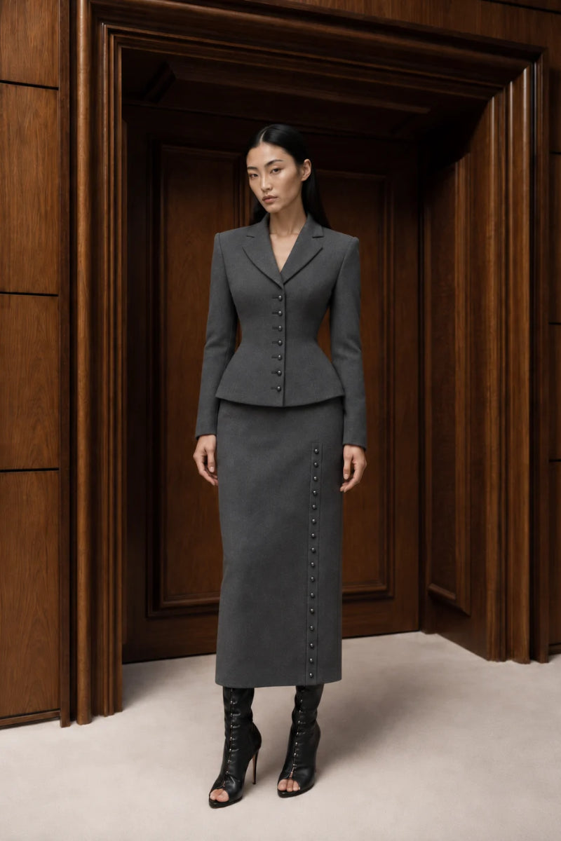 ESTEE FITTED JACKET IN SMOKED GRAY