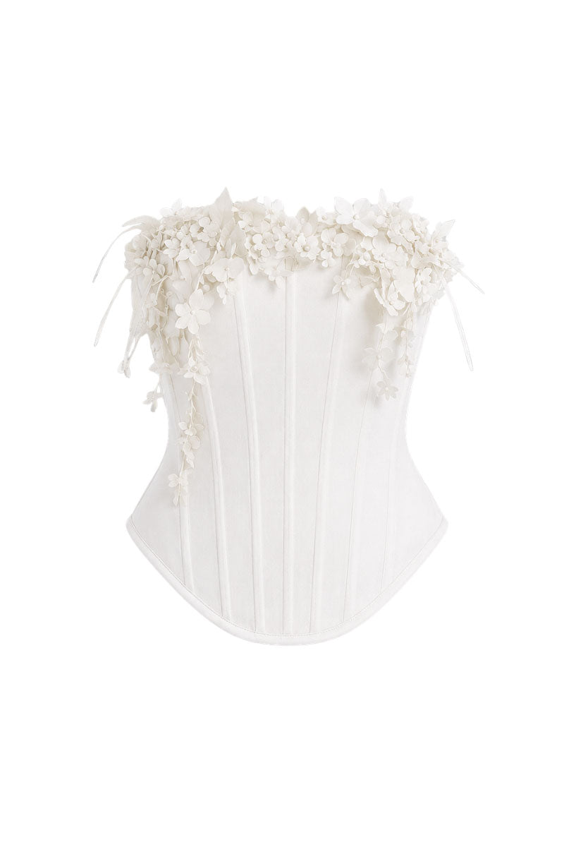 WHITE BOUQUET CORSET TOP