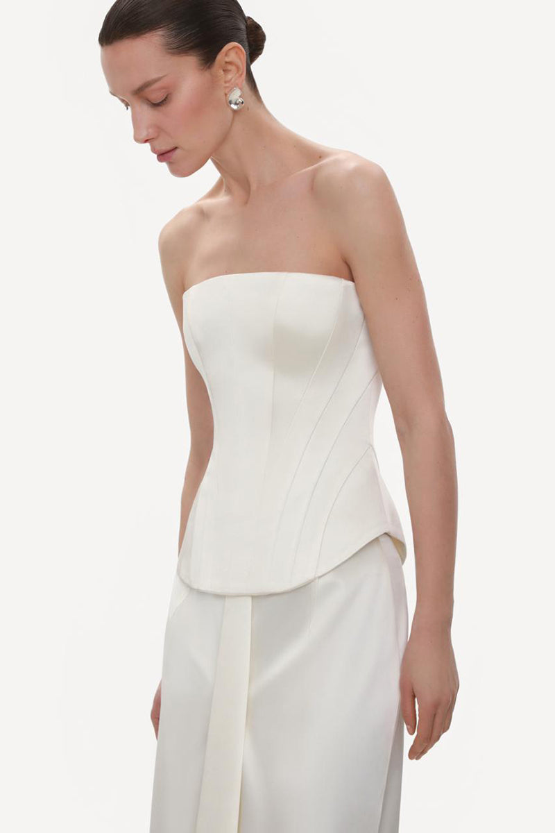 IVORY FITTED SATIN CORSET