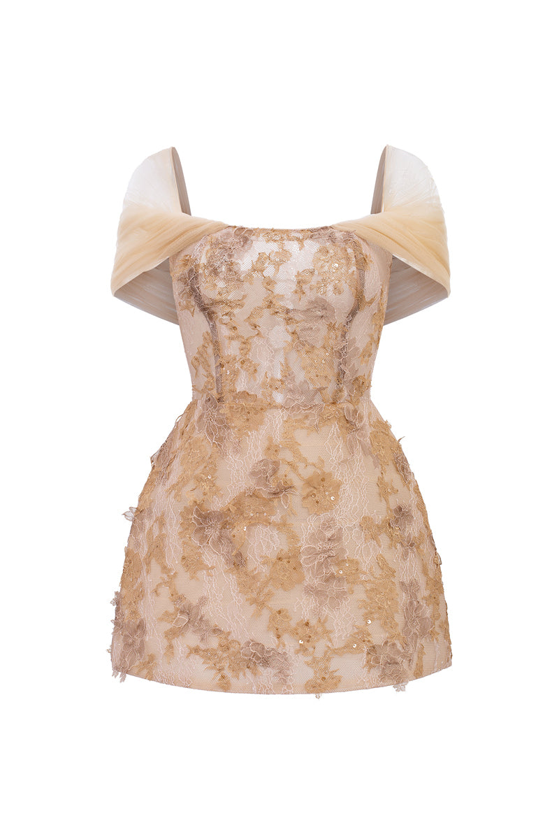 LILIANA LACE DRESS IN BEIGE
