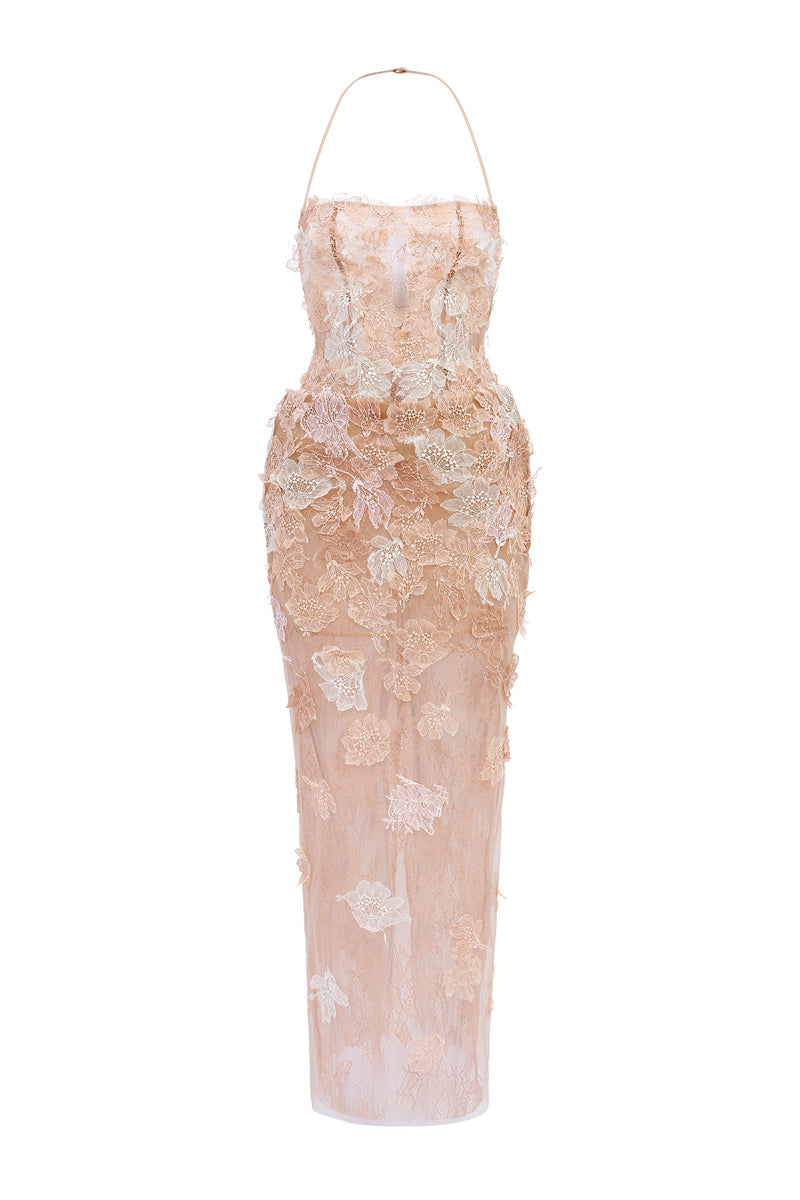 ANNABELLE TULLE DRESS IN BEIGE