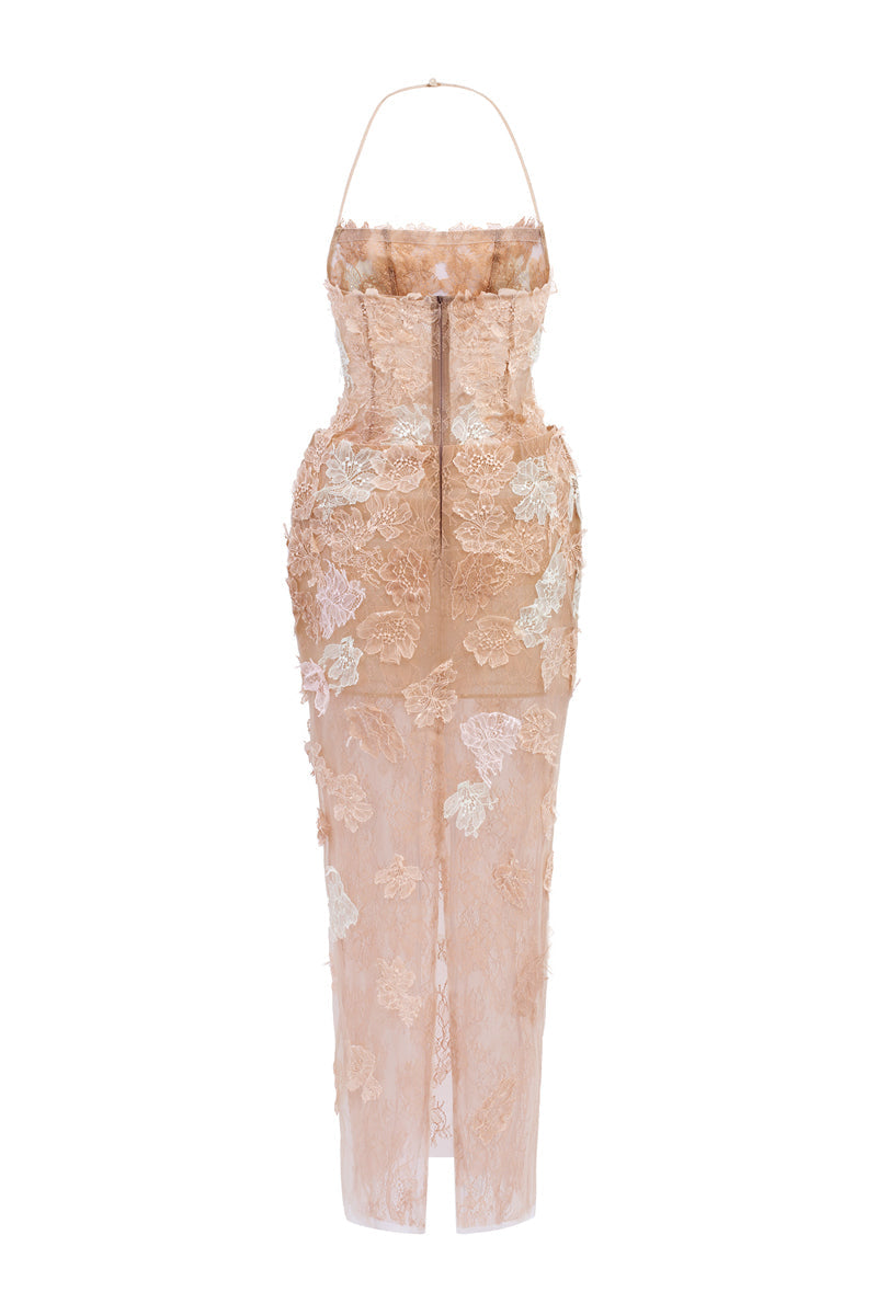 ANNABELLE TULLE DRESS IN BEIGE