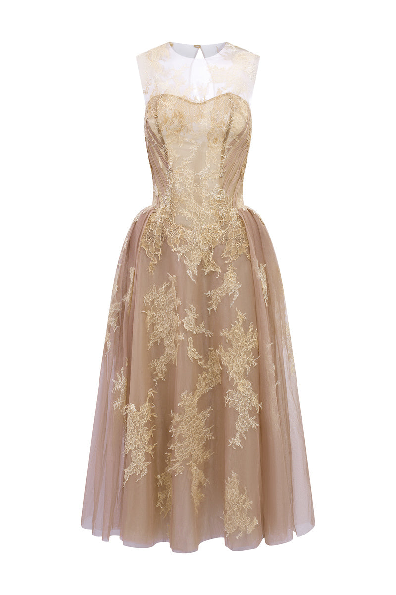 CAMILLA TULLE DRESS IN BEIGE