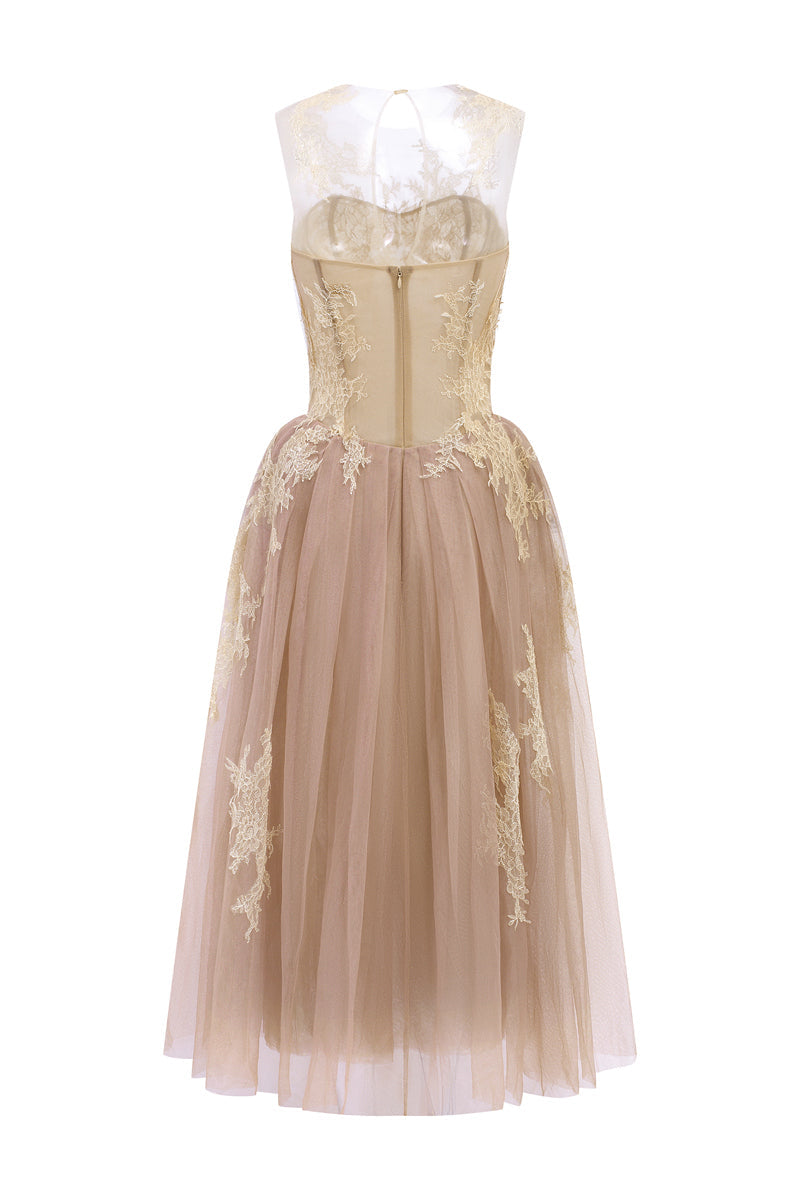 CAMILLA TULLE DRESS IN BEIGE