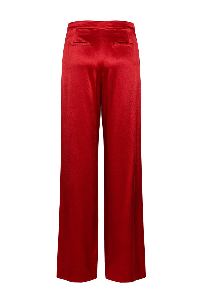 RED WIDE-LEG VISCOSE TROUSERS