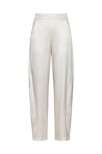 IVORY SATIN BARREL-LEG TROUSERS