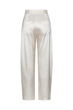 IVORY SATIN BARREL-LEG TROUSERS