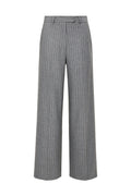 GRAY STRAIGHT-LEG WOOL PINSRIPES TROUSERS