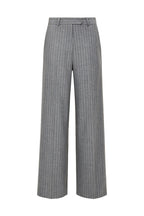 GRAY STRAIGHT-LEG WOOL PINSRIPES TROUSERS