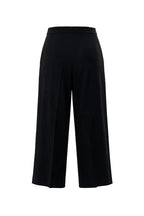 BLACK WOOL CULOTTES PANTS WITH SILK BELT