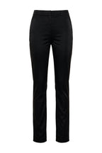 BLACK SLIM SATIN TROUSERS