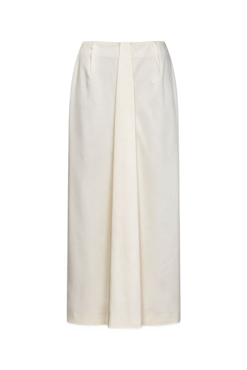 IVORY SATIN MIDI SKIRT