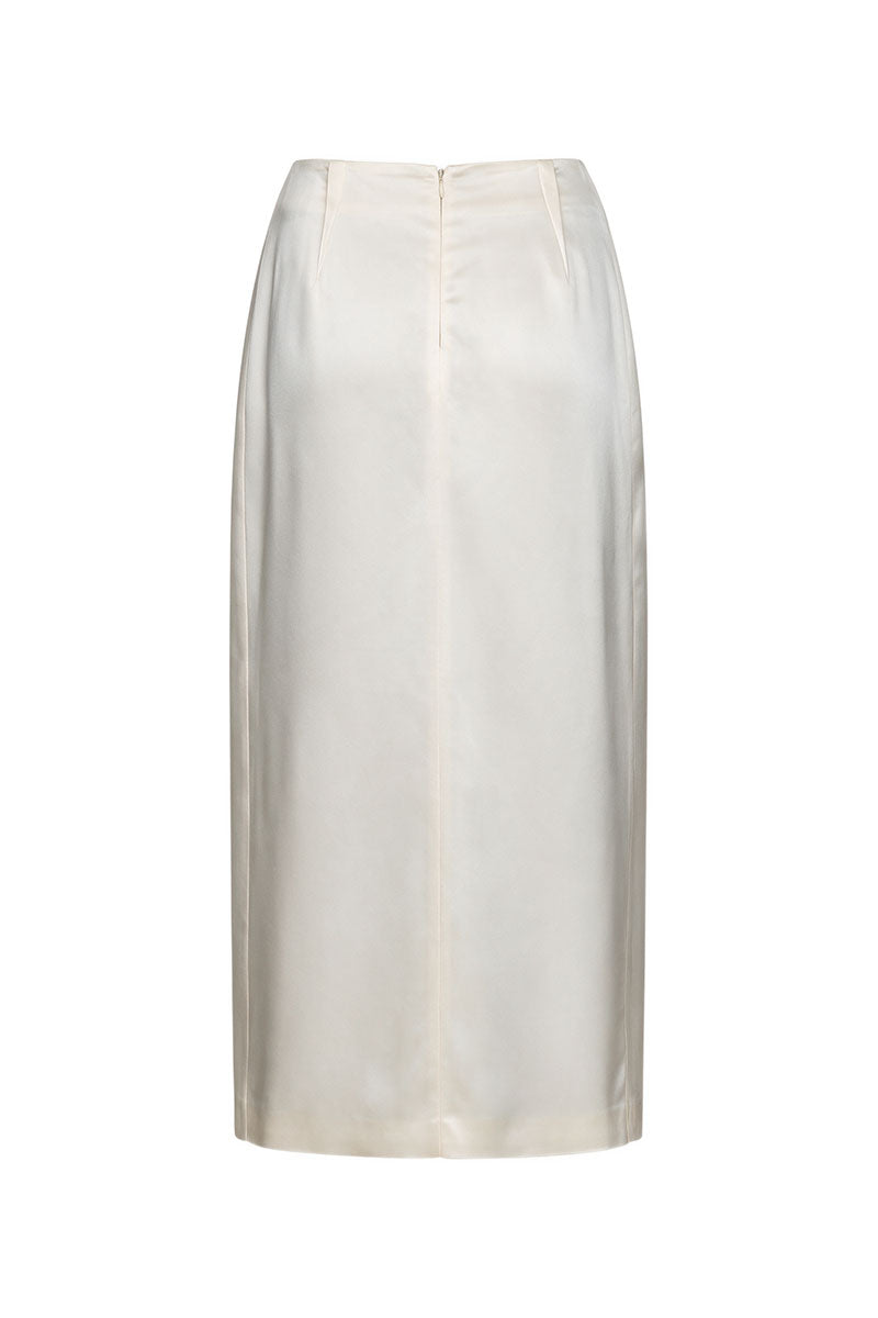 IVORY SATIN MIDI SKIRT