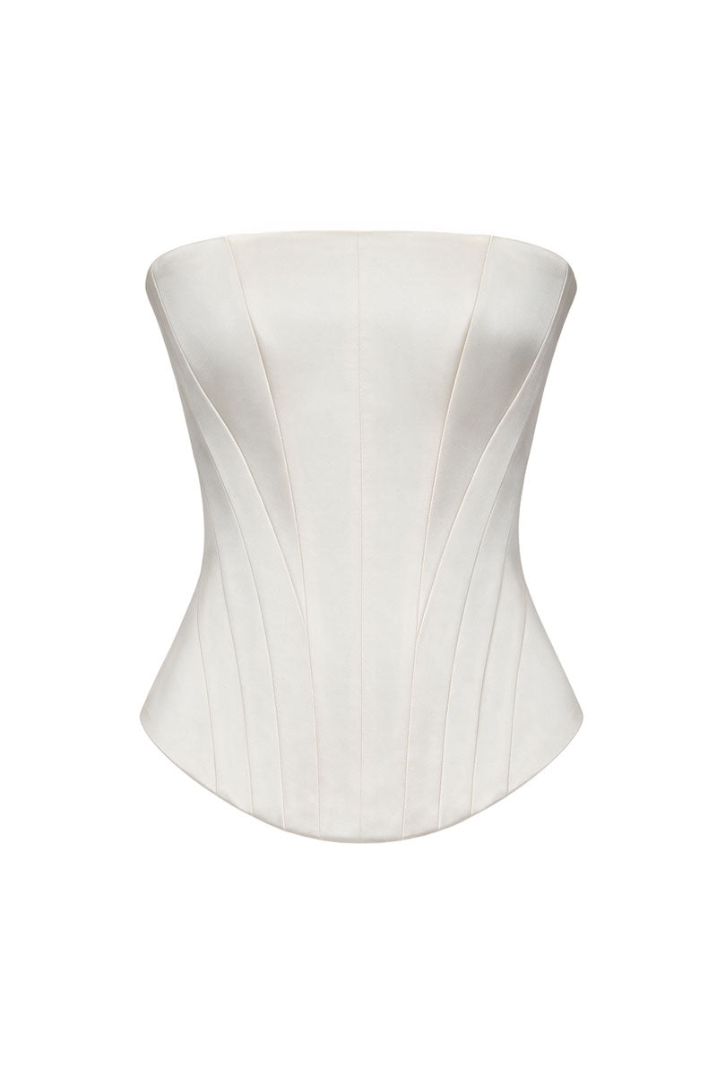 IVORY FITTED SATIN CORSET