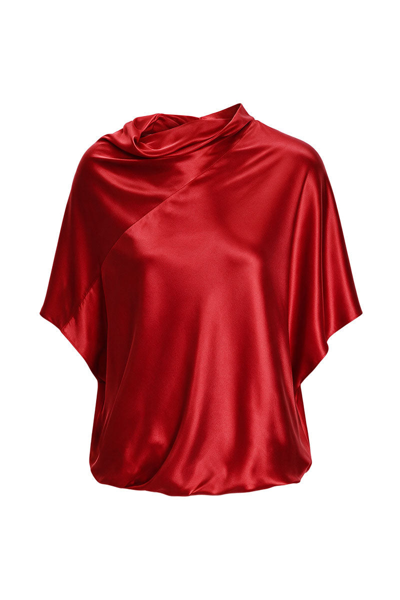 RED LOOSE-FIT VISCOSE BLOUSE