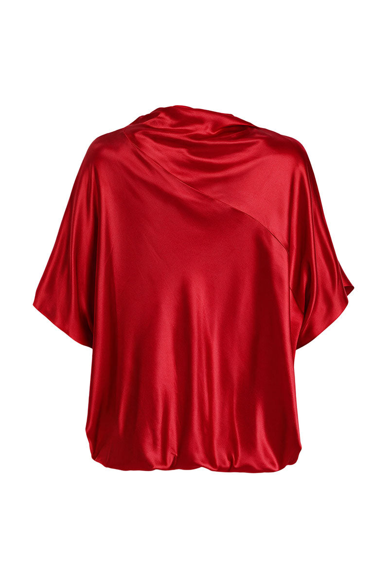 RED LOOSE-FIT VISCOSE BLOUSE