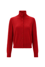 RED CASHMERE KNIT CARDIGAN