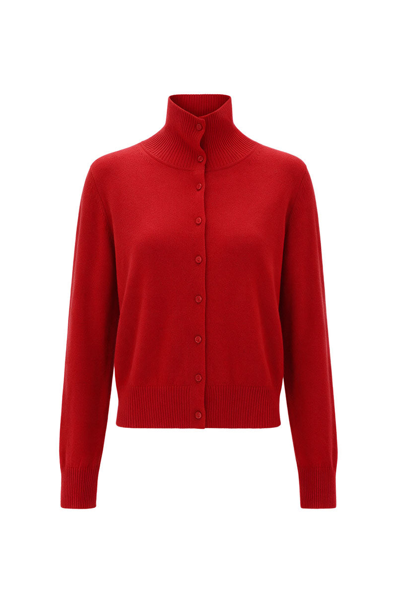 RED CASHMERE KNIT CARDIGAN