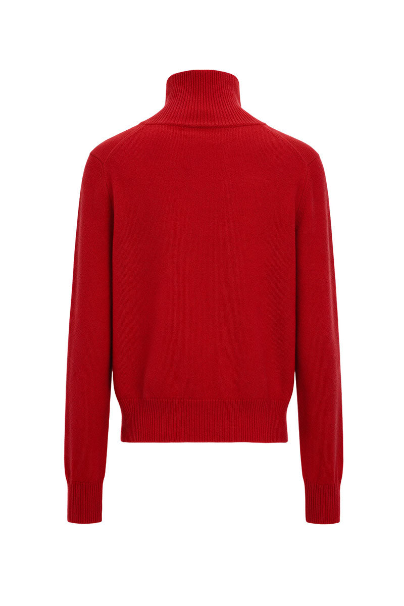 RED CASHMERE KNIT CARDIGAN