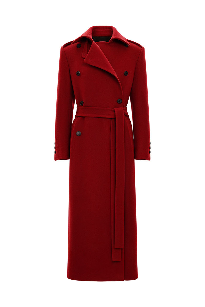 RED WOOL MIDI COAT