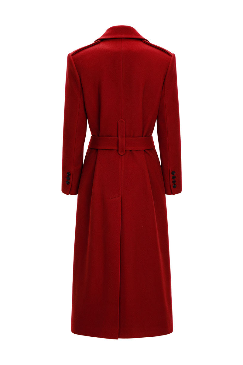 RED WOOL MIDI COAT