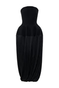 BLACK WOOL BUSTIER MIDI DRESS WITH SILK
SKIRT