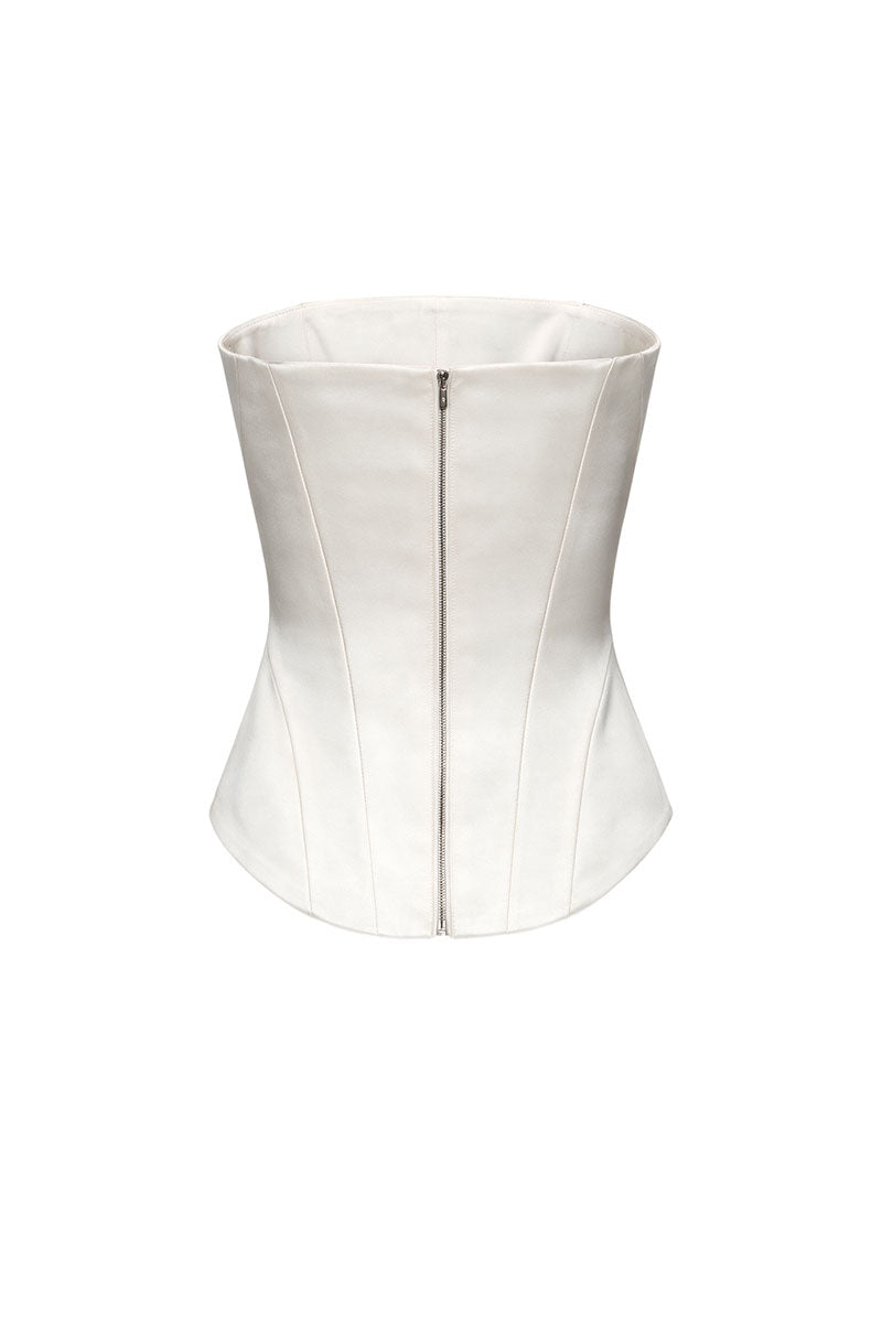 IVORY FITTED SATIN CORSET