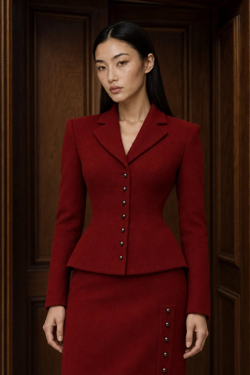 ESTEE FITTED JACKET IN PAPRIKA RED