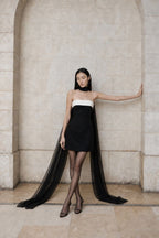 NOE CHIFFON CAPE IN BLACK