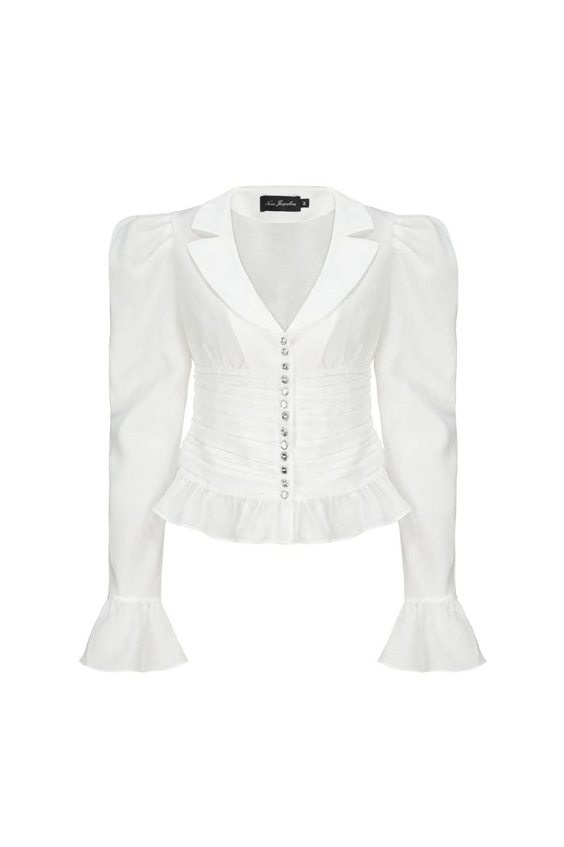 EMILIA WHITE PLEATED TOP
