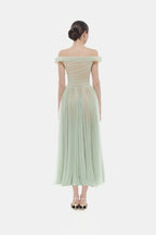 MINT OFF-SHOULDER MIDI DRESS