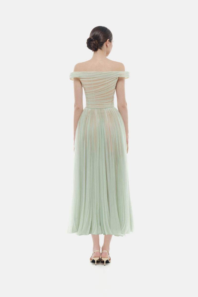 MINT OFF-SHOULDER MIDI DRESS