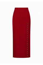 SYLVIE MIDI SKIRT IN PAPRIKA RED