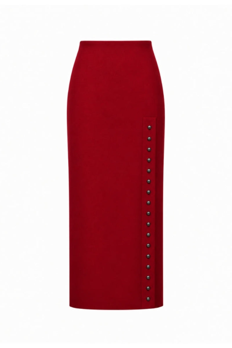 SYLVIE MIDI SKIRT IN PAPRIKA RED