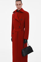 RED WOOL MIDI COAT