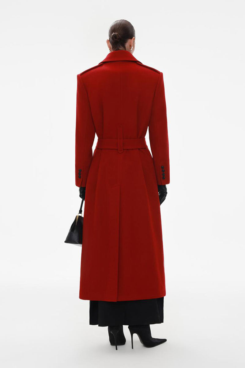 RED WOOL MIDI COAT