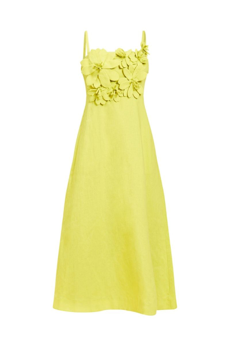 ESPERANZA MIDI DRESS IN CITRUS GREEN