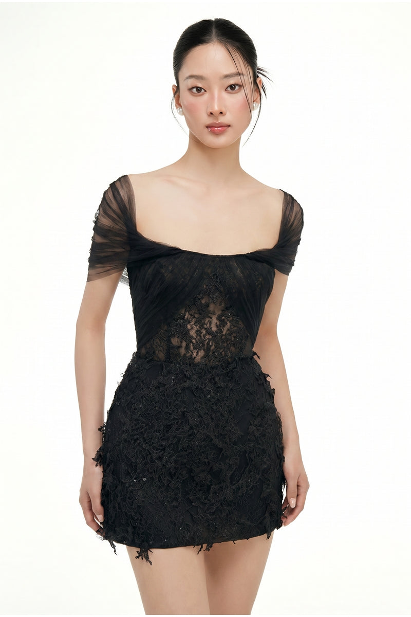 BIANCA LACE DRESS IN BLACK