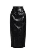 BLACK LEATHER SCULPTED SKIRT
